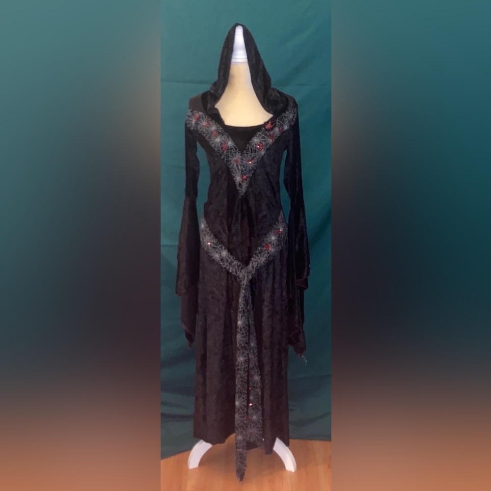 🎃 Halloween Costume Sexy Gothic Princess of Webs Long Velvet Dress Size 12
